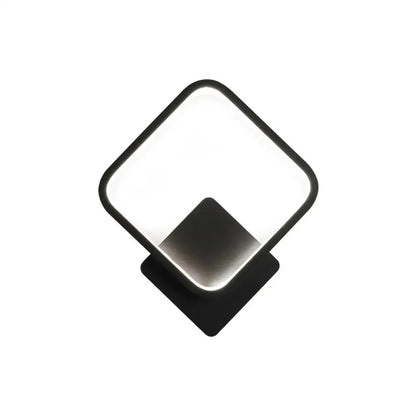 Modern black white bedside wall lamp with a LED diamond-shaped light panel and minimalist black-framed design