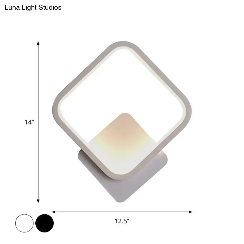 Modern white square bedside wall lamp with geometric led design and warm soft illumination for minimalist bedrooms