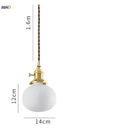 Modern white textured glass ceramic led pendant light with brass finish and twisted brown cord for kitchen decorbites ceramic led