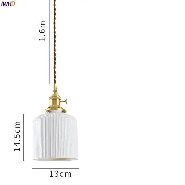 Modern white textured ceramic led pendant light with ribbed design brass fixture and twisted brown cord for kitchen decorbites ceramic led pendant