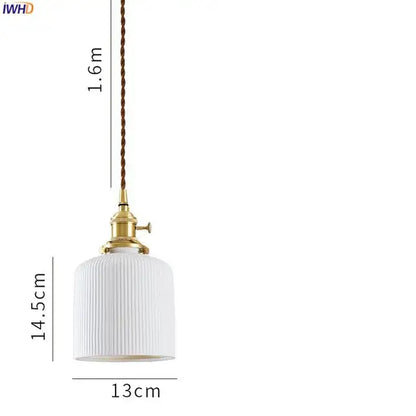 Modern white textured ceramic led pendant light with ribbed design brass fixture and twisted brown cord for kitchen decorbites ceramic led pendant