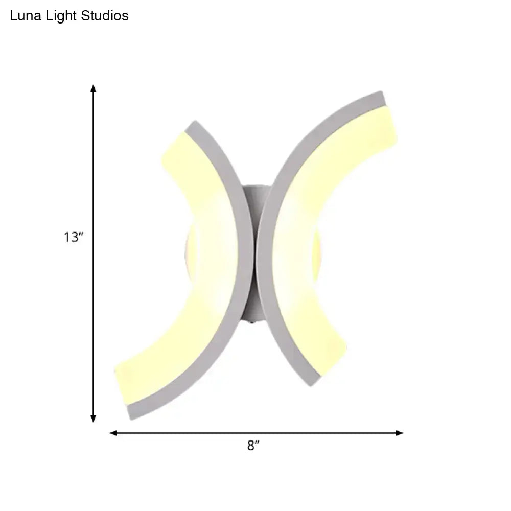 Modern gray and yellow led wall sconce with sleek symmetrical x-shaped design for bedroom warm and white light