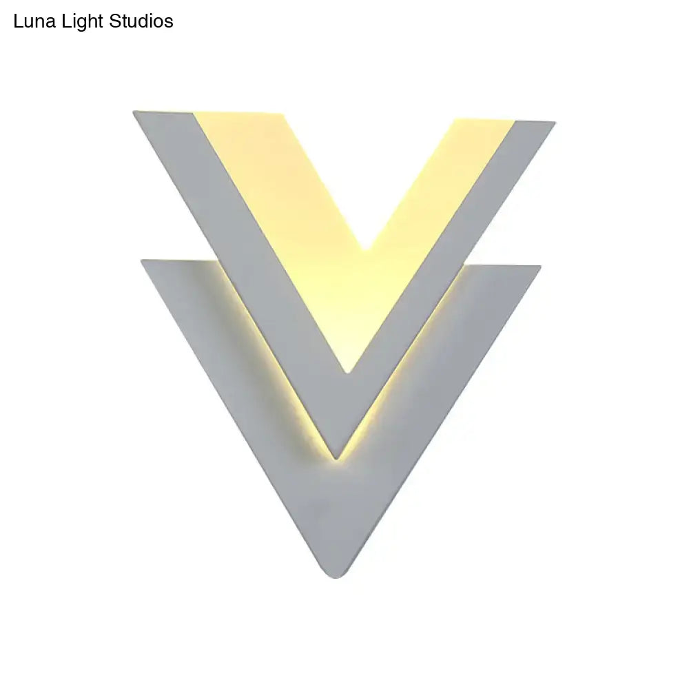 Modern gray v-shaped led wall mount light with warm yellow backlight compatible with 220v-240v and 110v-120v