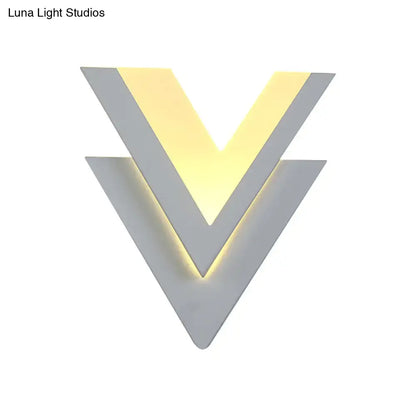 Modern gray v-shaped led wall mount light with warm yellow backlight compatible with 220v-240v and 110v-120v