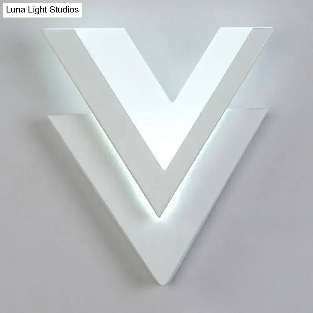 Modern white v-shaped led wall mounted light with layered geometric design for bedroom wall mounted light
