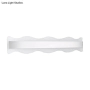 Modern white wave led light fixture with warm white sconce design for bathroom lighting needs