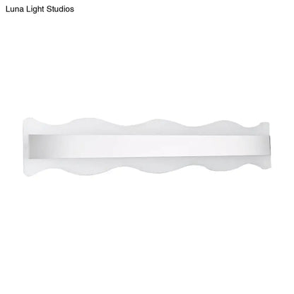 Modern white wave led light fixture with warm white sconce design for bathroom lighting needs
