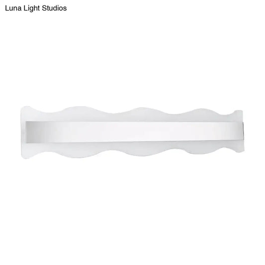 Modern white wave led light fixture with warm white sconce design for bathroom lighting needs
