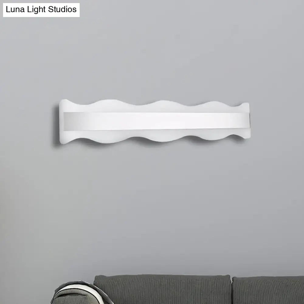 Modern white wave led light fixture with a sleek wavy design for bathroom white warm wall-mounted sconce