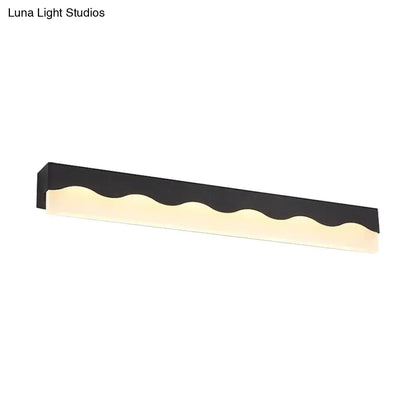 Modern black wave-patterned led vanity light fixture with sleek minimalist design for bathroom wall use