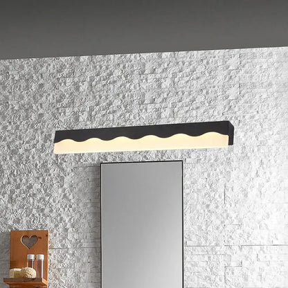 Modern white wave led vanity light fixture with black and white wave pattern for bathroom wall lighting