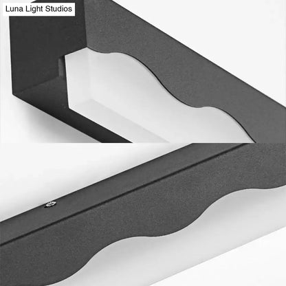 Black matte metal led vanity light fixture with wavy modern design for bathroom wall lamp use