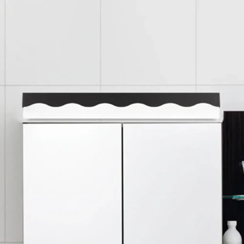 Modern white led vanity light fixture with black wavy trim for bathroom wall mounted vanity light