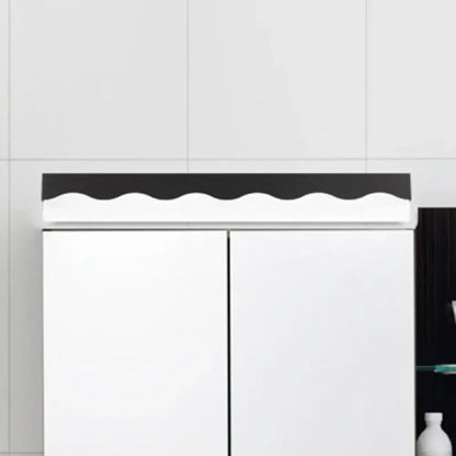Modern white led vanity light fixture with black wavy trim for bathroom wall mounted vanity light