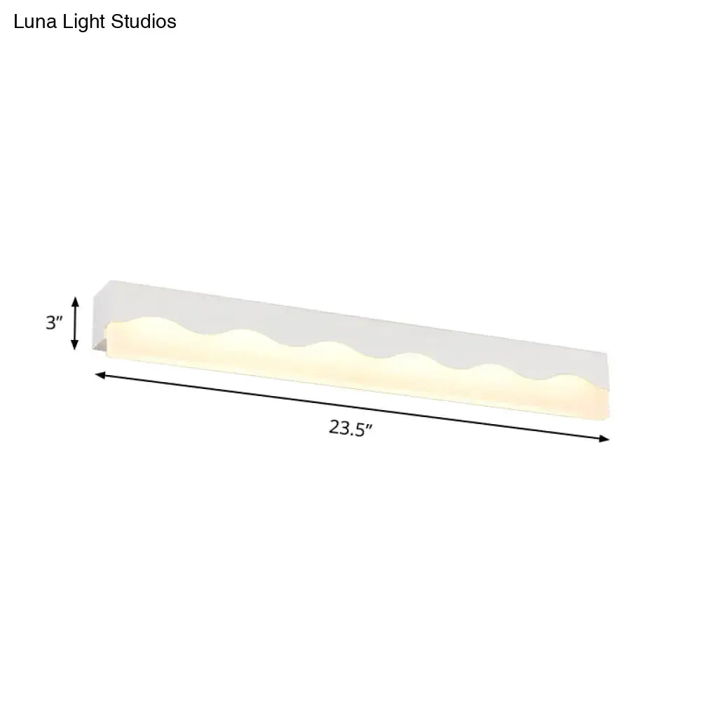Modern white wave led vanity light fixture with sleek wavy design and warm ambient lighting for bathroom use
