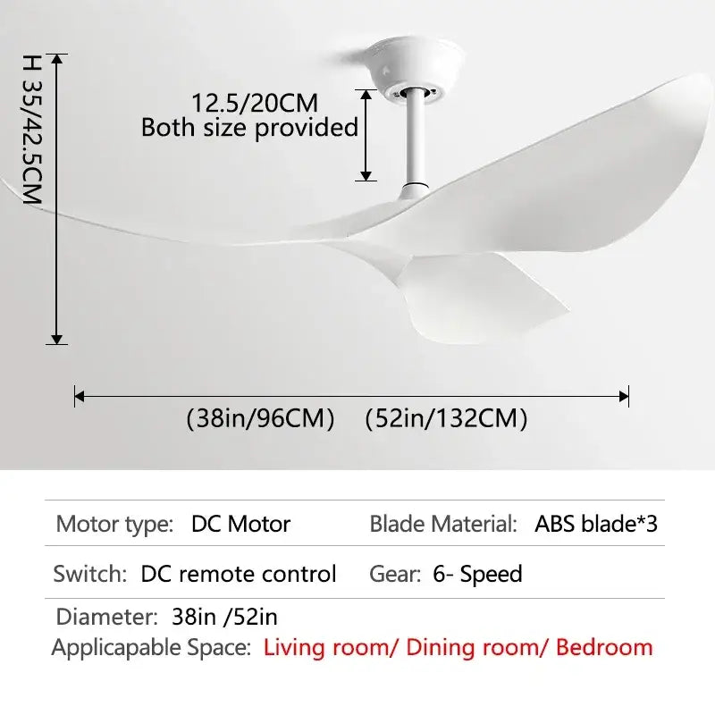 Modern white wood ceiling fan with sleek abs blades and dc motor for living room use featuring a modern ceiling design