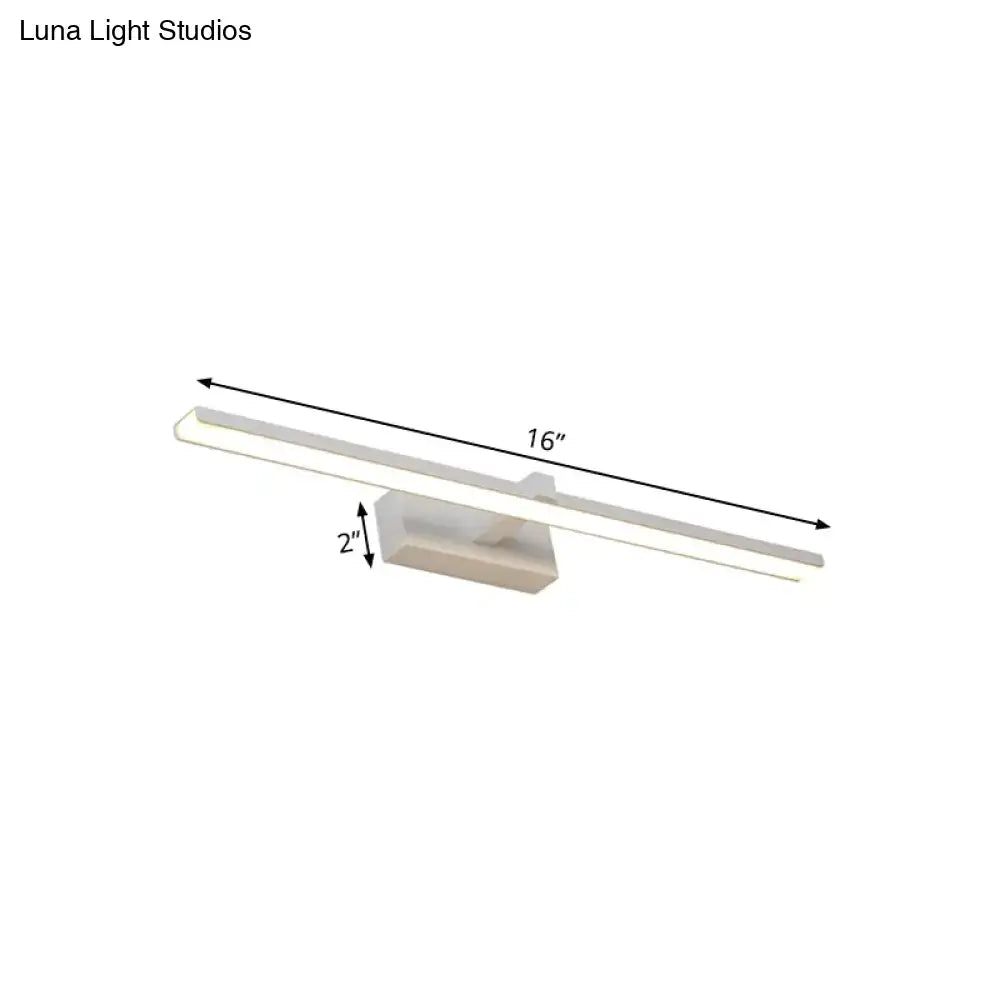 Modern white wood led wall lamp bathroom vanity light with sleek 16-inch led bar and integrated motion sensor
