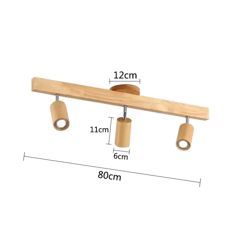 Minimalist modern wood 4-light led ceiling lamp with bamboo spotlights on natural wood bar for kitchen decorbites led ceiling