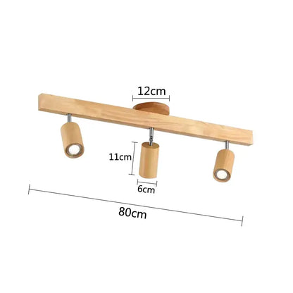 Minimalist modern wood 4-light led ceiling lamp with bamboo spotlights on natural wood bar for kitchen decorbites led ceiling