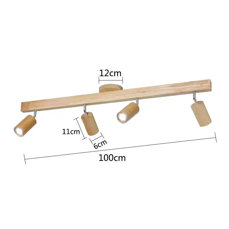 Modern wood 4-light led ceiling lamp with adjustable warm-toned wooden heads and metallic accents for kitchen decorbites led ceiling lighting