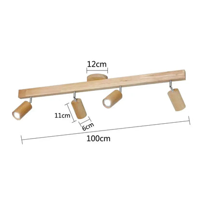 Modern wood 4-light led ceiling lamp with adjustable warm-toned wooden heads and metallic accents for kitchen decorbites led ceiling lighting