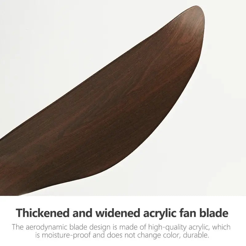 Modern wood 52 inch dc ceiling fan with dark brown thickened acrylic fan blade and smooth glossy finish for living room remote control