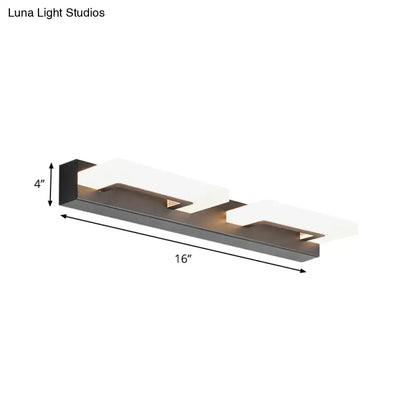 Modern matte black and white acrylic rectangle vanity sconce with two illuminated panels for wall lighting