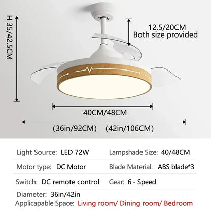 Modern white and light wood finish ceiling fan light with abs blades and led lighting for bedroom use
