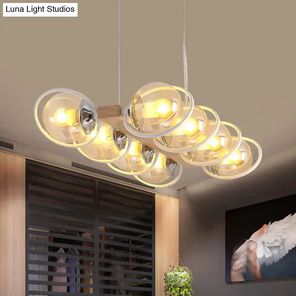 DecorBites modern glass hanging light fixture with cognac bubble shade clear glass spheres and chrome accents