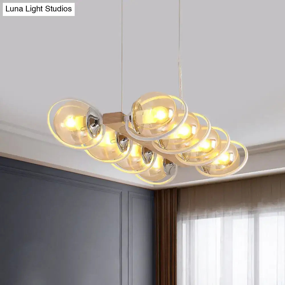 DecorBites Modern glass hanging light fixture with cognac bubble shade and chrome accents for shade island lighting