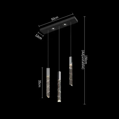 Modern black rectangular ceiling fixture with three adjustable translucent glass pendant lights for decorbites crystal column led chandelier staircase light