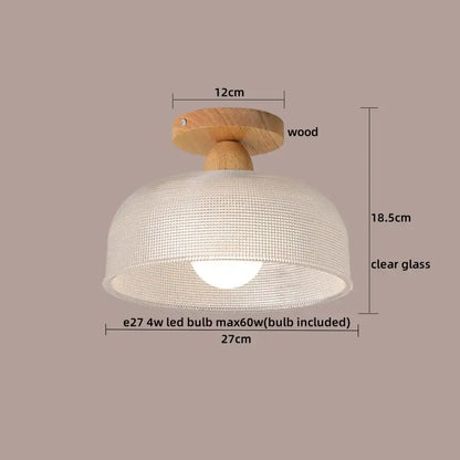 Modern wood and glass led ceiling lamp with warm-toned wooden fixture and clear dome for bedroom decorbites led ceiling lighting