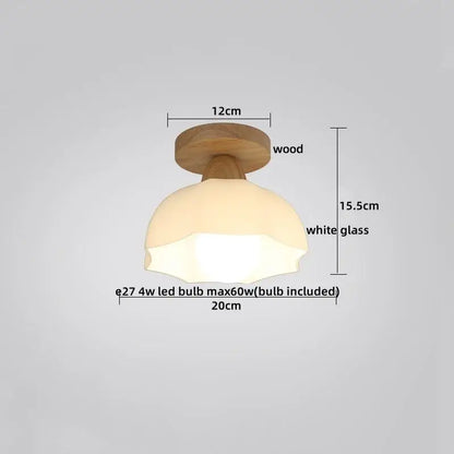 A warm-toned octagonal white glass led ceiling lamp with natural wood mount for bedroom decorbites led ceiling