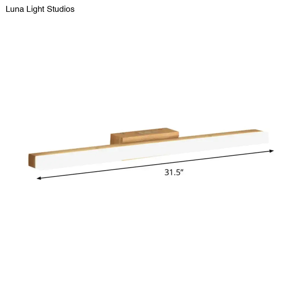 31.5-inch modern led wall vanity light with sleek white diffuser and brushed gold metal accents for bathroom use