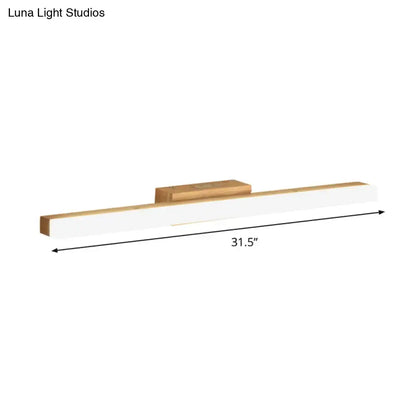 31.5-inch modern led wall vanity light with sleek white diffuser and brushed gold metal accents for bathroom use