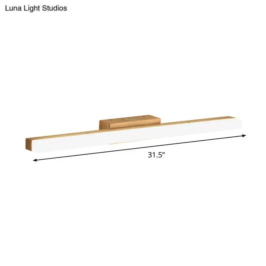 31.5-inch modern led wall vanity light with sleek white diffuser and brushed gold metal accents for bathroom use