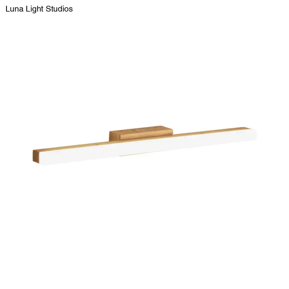 Modern wood and gold led wall vanity light with sleek white diffuser brushed brass finish and integrated control panel