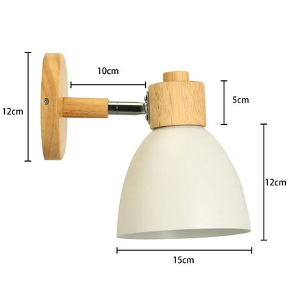 Minimalist wall sconce with matte off-white metal shade and light wood accents decorbites led wood wall light