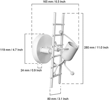 White metal ladder-style wall sconce with bucket-shaped light fixture modern wood and metal wall sconce decorbites led wood wall