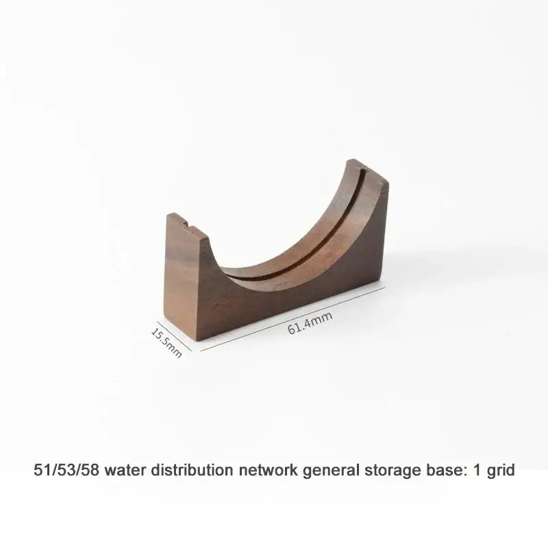 Dark brown wooden base with curved u-shaped design for decorbites coffee filter stand kitchen storage rack