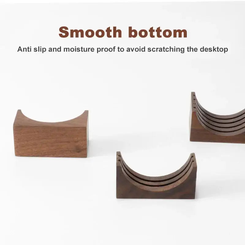 Modern wood and silver coffee filter stand with dark brown wooden desk organizers and smooth curved bottoms decorbites coffee filter