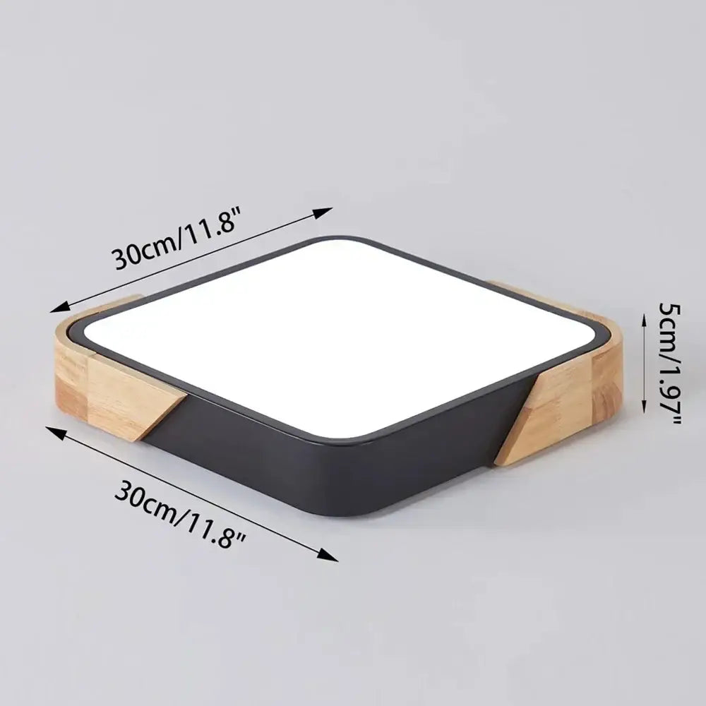 Modern wood and white led ceiling light with black matte finish and natural wood accents for bedroom decorbites led ceiling