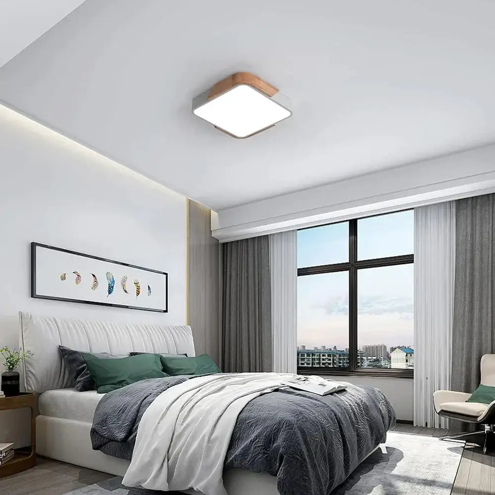 Modern wood and white led ceiling light with wooden accent panel for bedroom decorbites led ceiling light decor