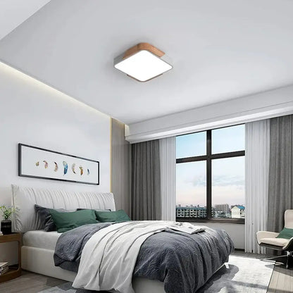 Modern wood and white led ceiling light with wooden accent panel for bedroom decorbites led ceiling light decor