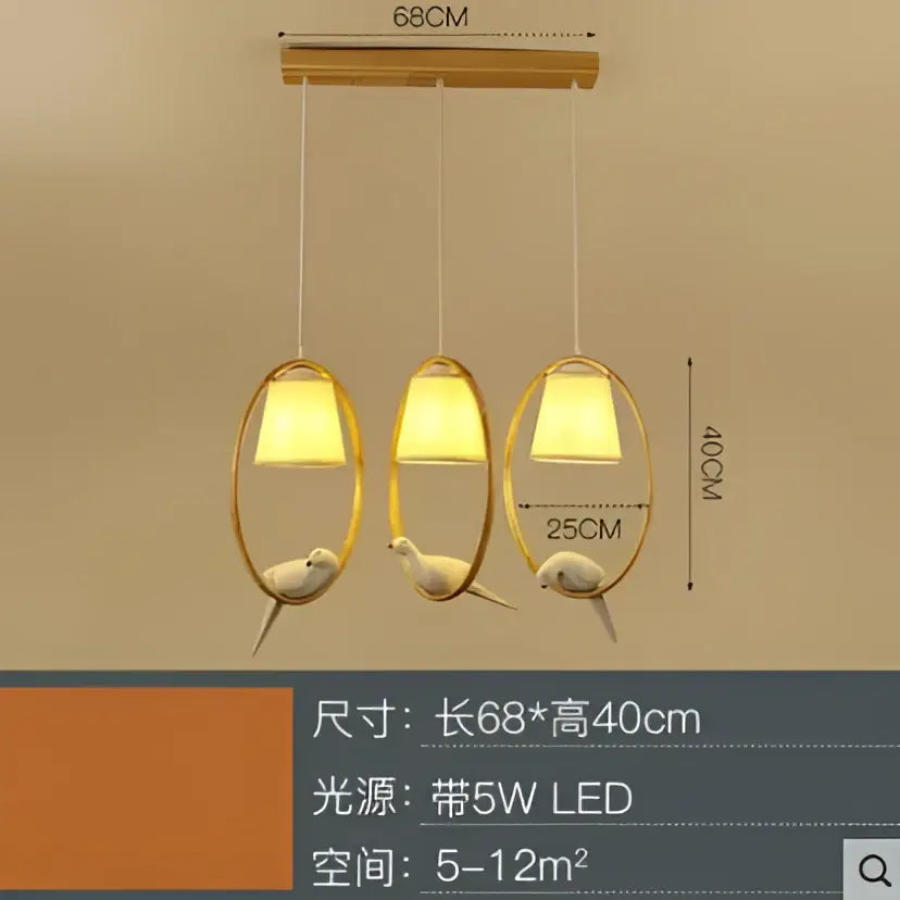 Modern wood bird glass pendant light with gold-toned oval lampshades and white bird figurines decorbites bird glass pendant