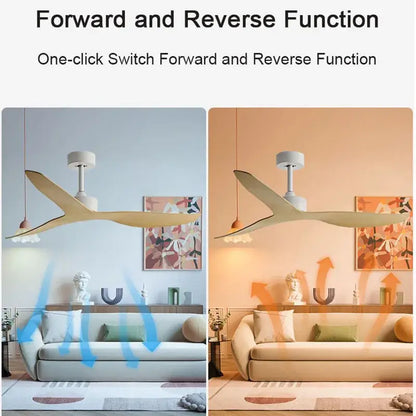 Modern wood industrial wind ceiling fan with sleek beige wing-like blades for living room decorbites industrial wind ceiling