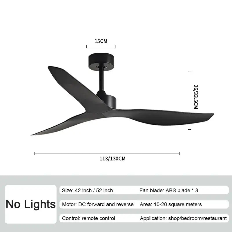 Modern wood industrial wind ceiling fan with black sleek abs blades and minimalist design for living room decorbites industrial wind