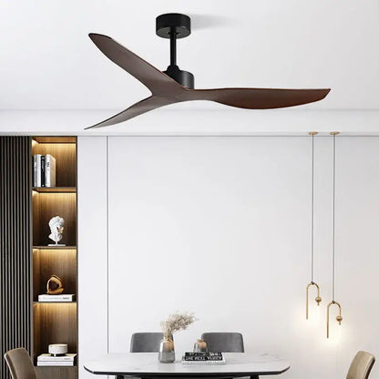 Modern wood industrial wind ceiling fan with sleek dark brown wooden blades and matte black housing for living room decorbites industrial wind ceiling fan