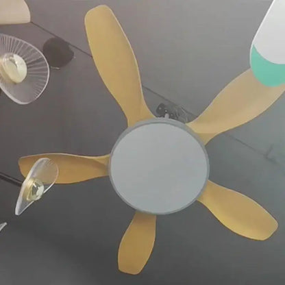 Yellow modern wood led ceiling fan with five blades and circular light fixture for living room decorbites led ceiling fan