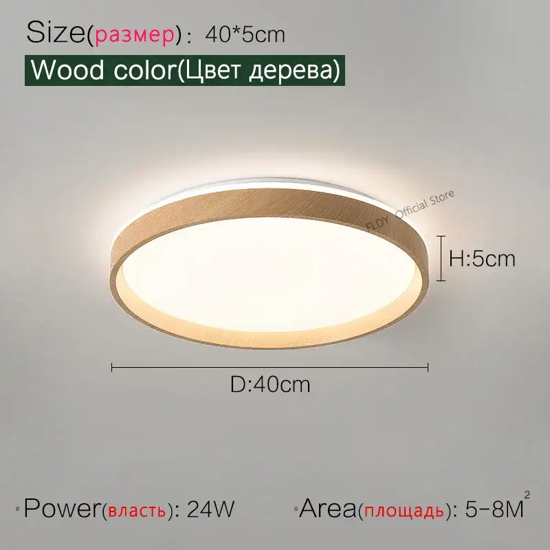 Modern wood led ceiling lamp with a wood-colored frame and white diffuser for bedroom decorbites led ceiling use